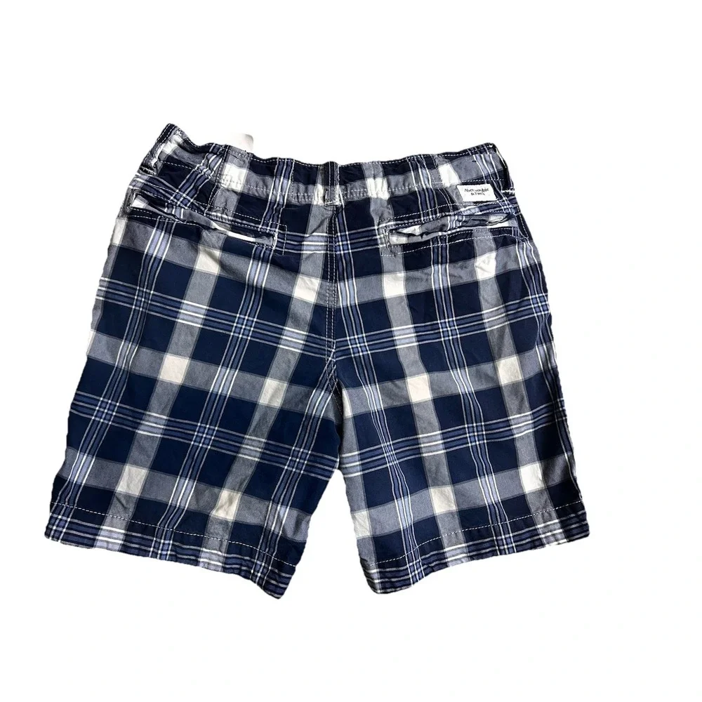 VTG Abercrombie‎ & Fitch Shorts Men 32 Blue White Plaid Y2K Baggy 90s Grunge